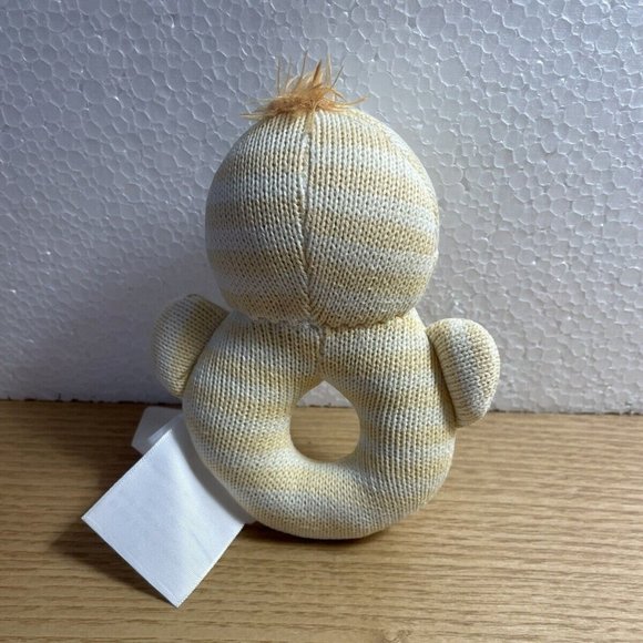 Little Miracles Rattle Plush Baby Chick Duck Yellow Knit Stuffed Animal Lovey - Picture 2 of 6